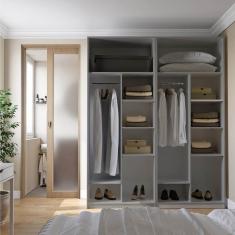 Guarda-roupa Modulado 2 Peças sem Portas Jade Cabecasa Madeiramadeira Cinza Urbano