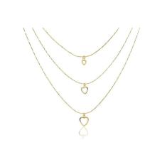 Colar Folheado Em Ouro 18K Com Corações Vazados