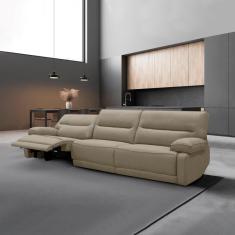 Sofá Reclinável Retrátil 333cm Swift Linho Braque Nude G81 Gran Belo