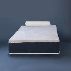 Colchão Solteiro Mola Ensacada Guldi Firme (25x88x188) e 1 Travesseiro Guldi Nasa Viscoelástico Azul e Branco