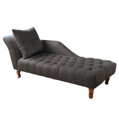 Divã Chesterfield Anna Recamier 160Cm Via Encanto Veludo Cinza Lado Esquerdo