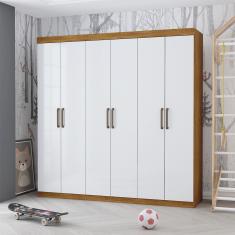 Guarda Roupa Infantil Iona 6 Portas Freijó Com Branco