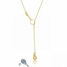Colar Bolinha E Raquete De Tennis Revestido Em Ouro