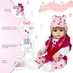Boneca Reborn Realista Girafinha Loira Fala 30 Frases Itens - Cegonha 