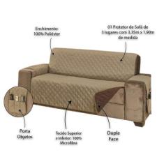 Protetor para Sofá de 3 Lugares Manu King - MR, Kaqui/Tabaco