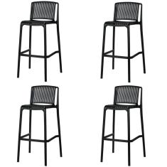 Kit 4 Banqueta Floripa Fratini 100 Cm (altura) Em Poliuretano (pu) Cor Preto