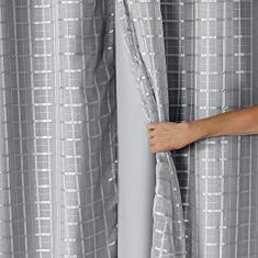 Cortina Blackout PVC com Tecido Voil Xadrez 2,80 m x 1,60 m - Cinza
