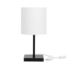 Abajur Eros Cilindrico Branco Base Toda Preta Quadrada