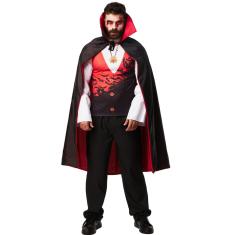Fantasia Drácula Vampiro Halloween Adulto Roupa e Capa Luxo