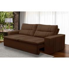 Sofá Retrátil e Reclinável 3 lugares com Molas 1,80m Ester Suede Marrom Adonai Estofados