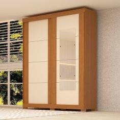Guarda-roupa Casal 160cm 2 Portas de Correr com Espelho Flex Color 100% Mdf Boldina Espresso Móveis Cinamomo/Off White