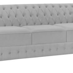 Namoradeira Chesterfield Bourbon Veludo 3 Lugares Cinza