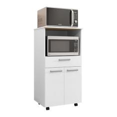 Balcão Multiuso para Forno Microondas 2 Portas e 1 Gavetão Duo Branco - Pallazio