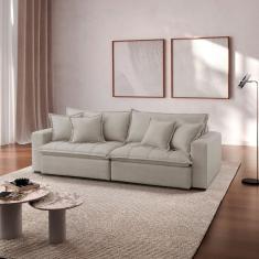 Sofá Cama Jupiter 3 Lugares Retrátil Reclinável 2,30m Boucle com Molas Ensacadas Cinza