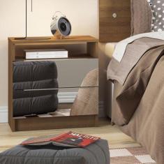 Mesa de Cabeceira Madesa 3227 2 Gavetas com Espelho, Rustic
