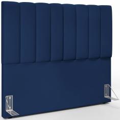 Cabeceira Cama Box Casal 140 Cm Suede Azul Marinho