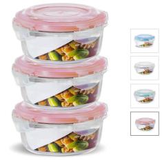 Kit Conjunto 3 Potes Vidro Hermético Tampa Plástico Marmita Mantimento