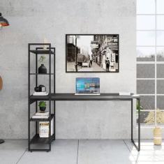 Escrivaninha com Estante Studio Preta 146 cm - Compace