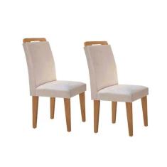 Cadeira Sala de Jantar Athenas Kit 2 Un Madeira Capuccino/Suede Creme - Rufato