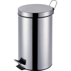 Lixeira Inox 12 Litros Ágata Mor Com Pedal Banheiro Serviço, Inox