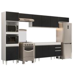 Armário De Cozinha Modulada 5 Peças Cp13 Balcão Branco-preto - Lumil