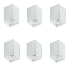 Kit 6 Spot Sobrepor Direcionavel Recuado Mr16 Branco Gu10