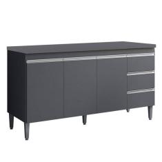 Balcão De Cozinha Andréia 150cm 3 Portas 3 Gavetas Com Tampo - Ajl Móveis Cinza