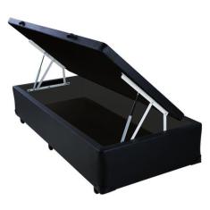 Cama Box Baú Solteiro 88x188 Premium Preto Sintético - RR Colchões
