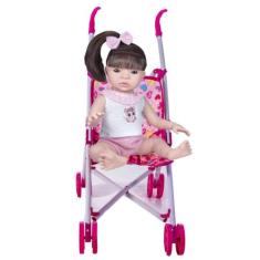 Kit Bebe Reborn Menina Realista 1184 Com Carrinho de Boneca - Sid Nyl