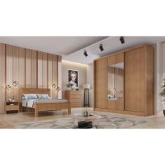 Guarda Roupa Casal com Espelho 3 Portas 8 Gavetas - Arezzo Plus-Cumaru - Móveis Novo Horizonte