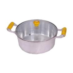 Caçarola Alumínio Fundido Alça Madeira Tampa de Vidro 14cm - DIVIFORTE