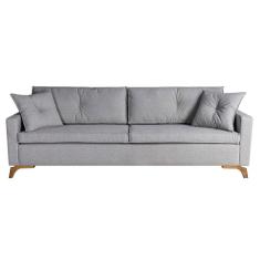 Sofá 4 Lugares Viena Linho Cinza 250 cm