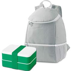 Kit Mochila Térmica 10 Litros Lunch e Marmita TopGet Cinza e Verde