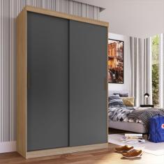 Guarda Roupa Solteiro 2 Portas Correr 2 Gavetas Tuco Avena Grafito