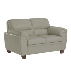 Sofá 2 Lugares Sala de Estar Pés Em Madeira Nauru Couro Avelã Gran Belo