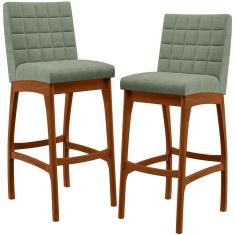 Kit 02 Banquetas Alta Para Cozinha Sala De Jantar Fixa Mila L02 Bouclê Oliva - Lyam Decor