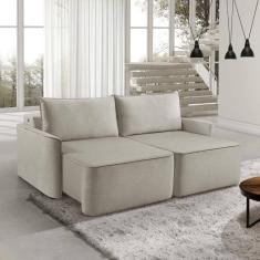 Sofá Retrátil 160cm com Porta USB 2 Lugares Moon 2321 Estofart Creme
