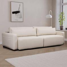 Sofá Essence Retrátil 3 Lugares 200cm CabeCasa MadeiraMadeira Bouclé Off White