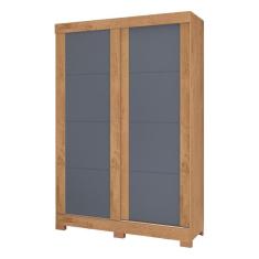 Guarda-roupas 2 Portas De Correr Multimóveis Canelato Rústico-grafite Canelato Rústico-grafite