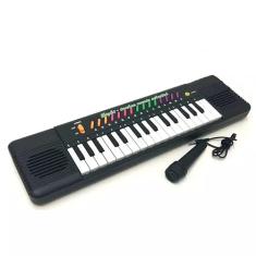 Brinquedo teclado piano com microfone infantil