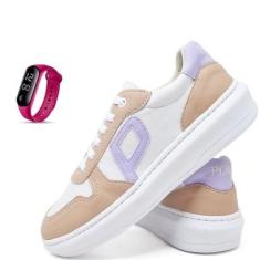 Tênis Feminino Casual Multicolor Adulto Juvenil Com Relógio Digital-Feminino