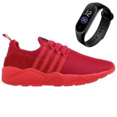 Tênis Masculino Casual Esporte Para Academia Caminha Treino Leve e Confortável + Relógio-Masculino