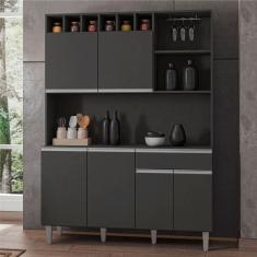 Armário De Cozinha Memphis 6 Portas Cinza
