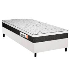 Cama Box Solteiro: Colchão Espuma Plumatex D28/EP Falcon Ultra Firme + Base CRC Courano White(88x188)
