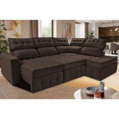 Sofá de Canto Direito 2,65x2,30m Retrátil e Reclinável com Molas Ensac