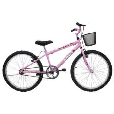 Bicicleta Aro 24 Feminina Mono Saidx Sem Marcha Com Cesta, Rosa