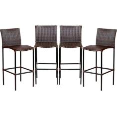 Kit 4 Banquetas Havaí em Fibra Sintética Trama Dupla Artesanal  para B