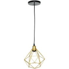 Pendente Aramado Diamante Cabo 2 Mt Luminária Lustre Luxo Industrial T