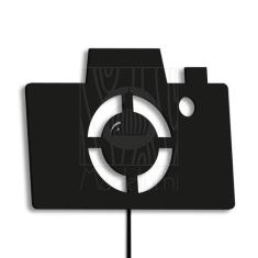 Luminária Abajur Parede Câmera Madeira G9 30cm Decoração - Madelumi, P