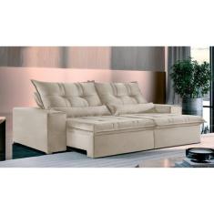 Sofá 3 Lugares Retrátil e Reclinável Galícia Veludo com Molas - DECOR 